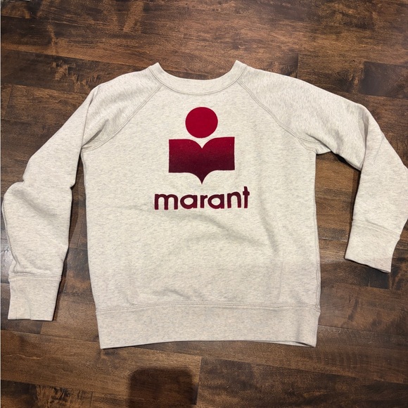 Isabel Marant Sweaters - Isabel Marant Light Gray Sweatshirt with Burgundy Logo